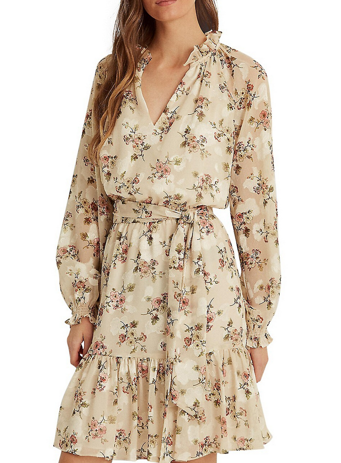 LAUREN RALPH LAUREN Floral Waist-Tie A-Line Dress
