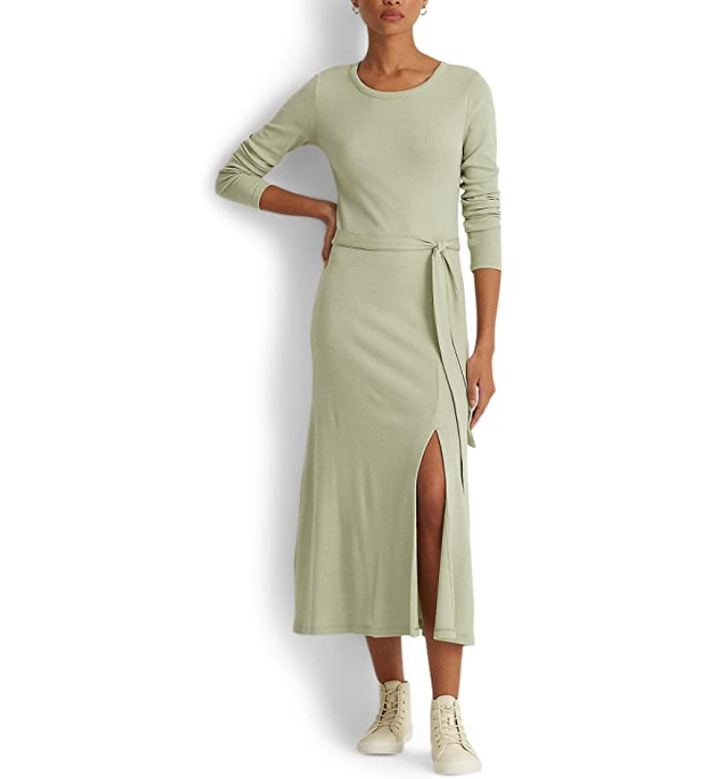 LAUREN RALPH LAUREN Ribbed Long-Sleeve Dress