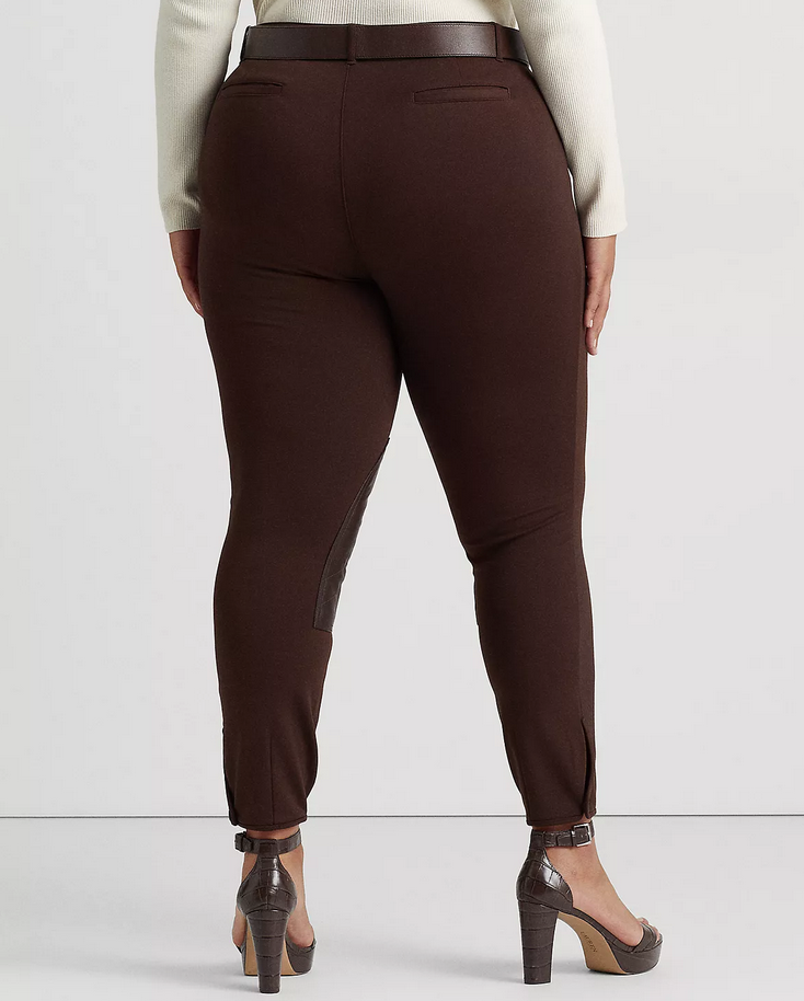 LAUREN RALPH LAUREN Plus Size Faux-Leather Knee Patch Ponte Pants