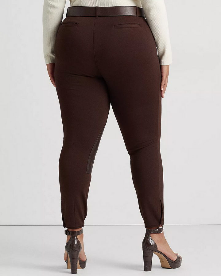 LAUREN RALPH LAUREN Plus Size Faux-Leather Knee Patch Ponte Pants