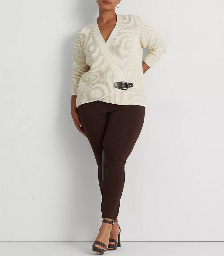 LAUREN RALPH LAUREN Plus Size Faux-Leather Knee Patch Ponte Pants