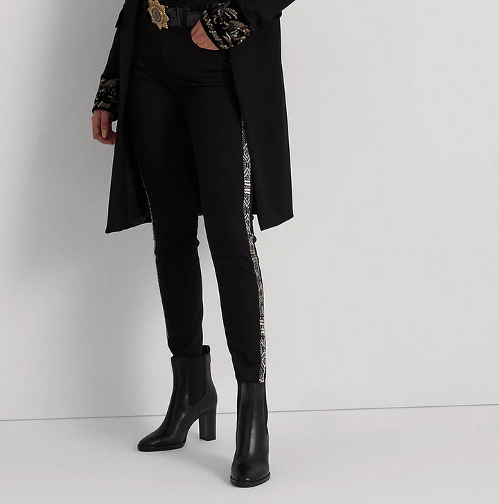 LAUREN RALPH LAUREN Beaded High-rise Skinny Ankle Jeans