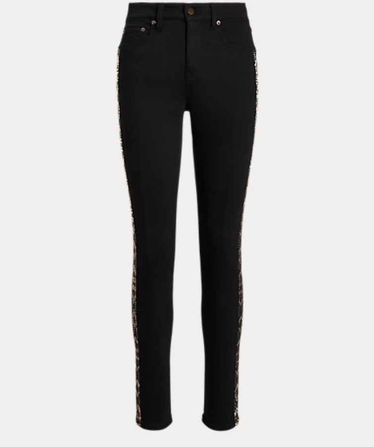 LAUREN RALPH LAUREN Beaded High-rise Skinny Ankle Jeans