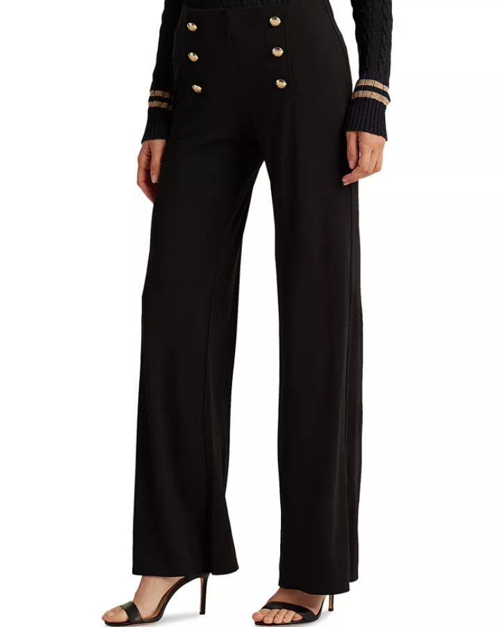 Lauren Ralph Lauren Button-Detail Wide-Leg Pants