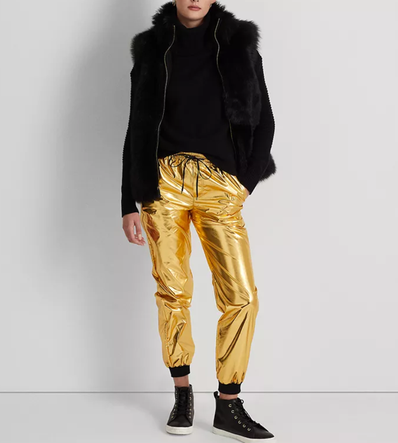 LAUREN RALPH LAUREN Metallic Taffeta Jogger Pants