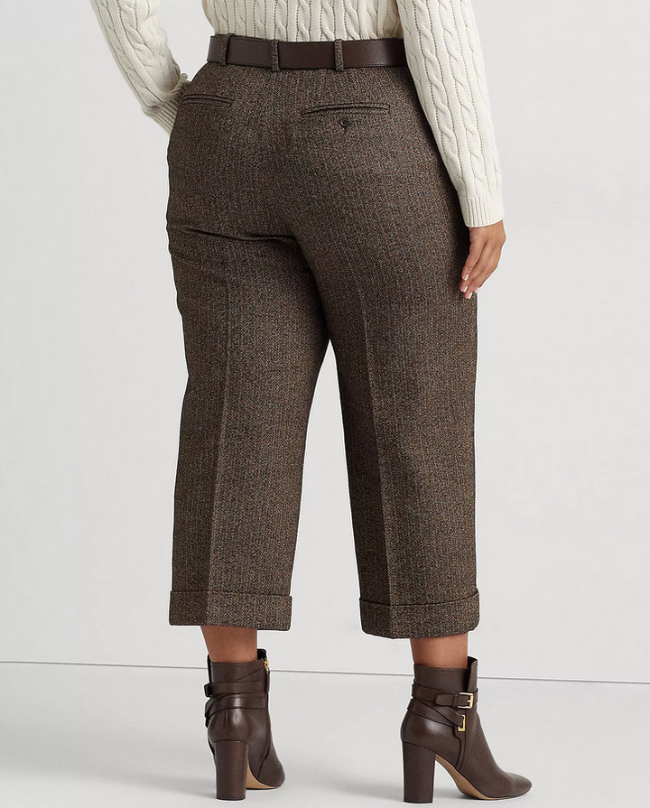 LAUREN RALPH LAUREN Herringbone Wide-Leg Cropped Pants