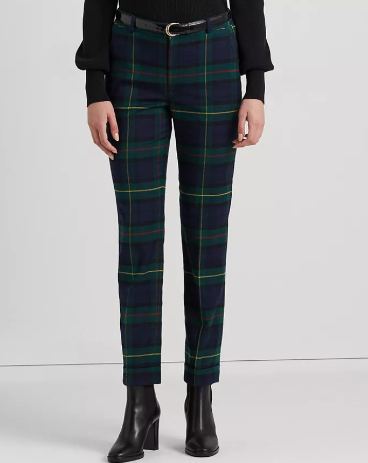 Lauren Ralph Lauren Women's Plaid Pleated Twill Ankle Pants