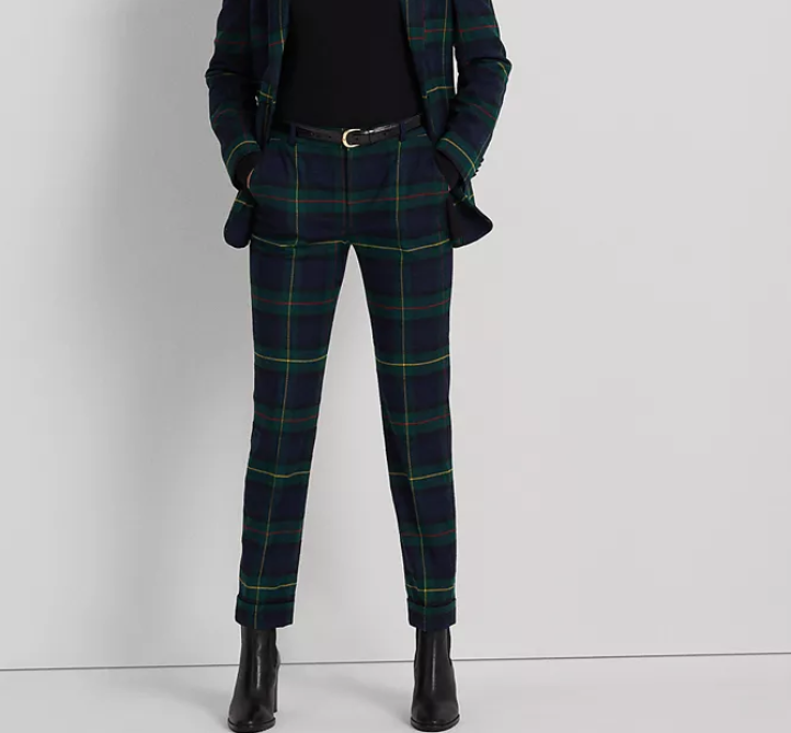 Lauren Ralph Lauren Women's Plaid Pleated Twill Ankle Pants