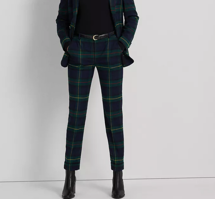 Lauren Ralph Lauren Women's Plaid Pleated Twill Ankle Pants