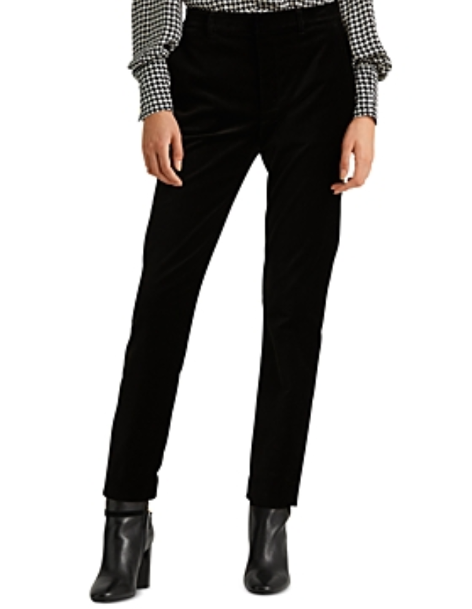 RALPH LAUREN Stretch Velvet Skinny Ankle Pants