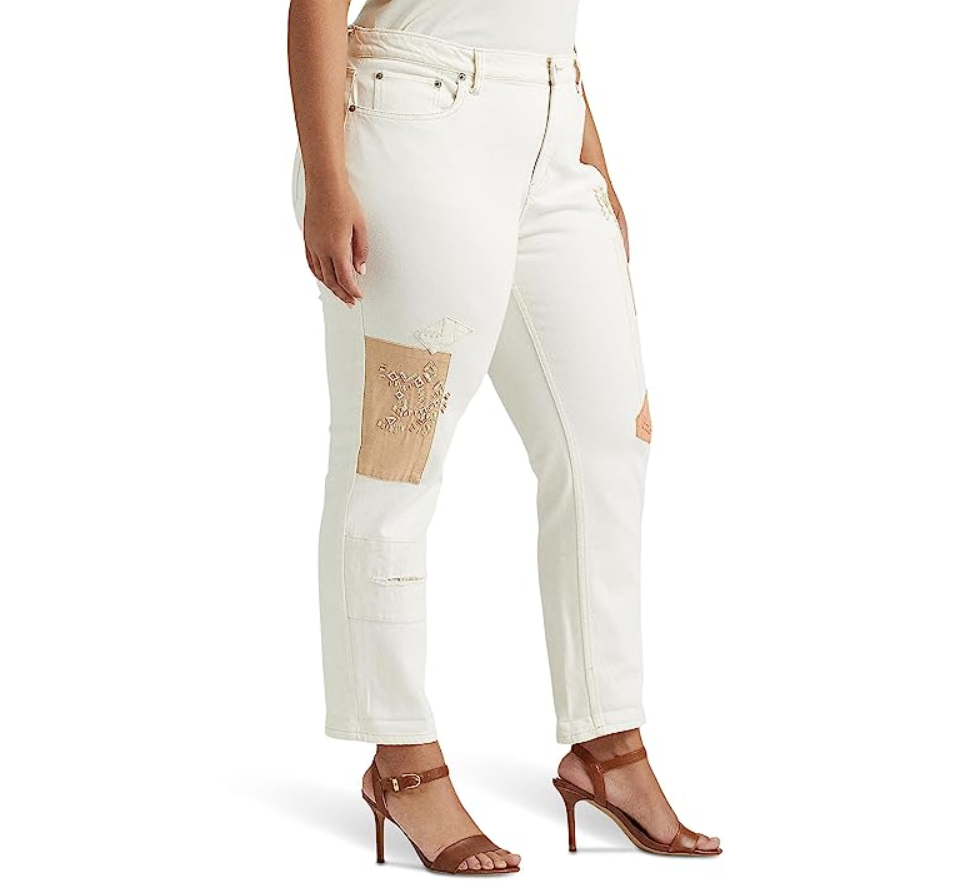 RALPH LAUREN Patchwork Relaxed Tapered Ankle Jeans