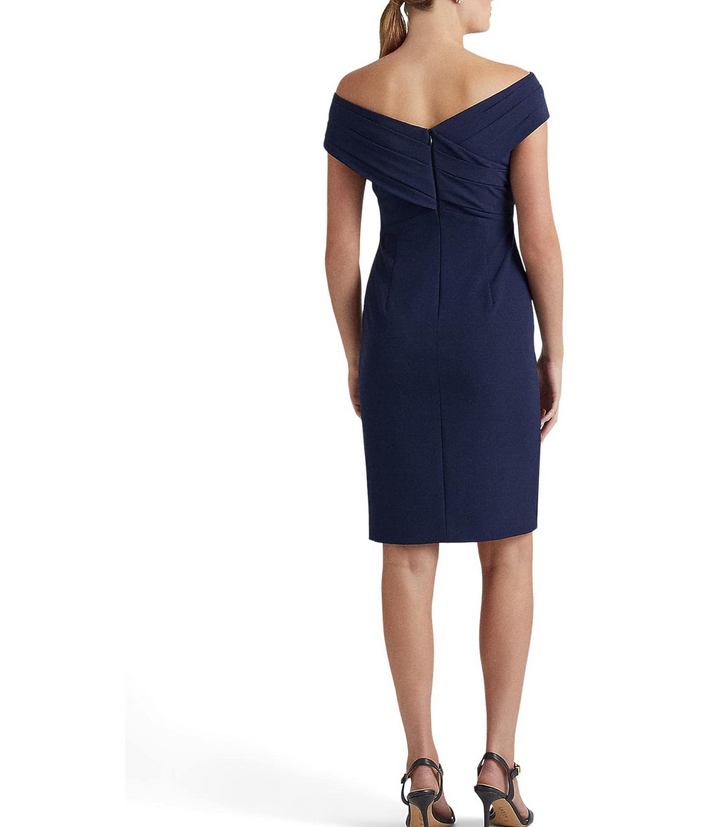 RALPH LAUREN Crepe Off-the-Shoulder Cocktail Dress