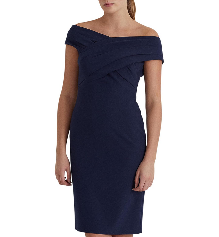 RALPH LAUREN Crepe Off-the-Shoulder Cocktail Dress