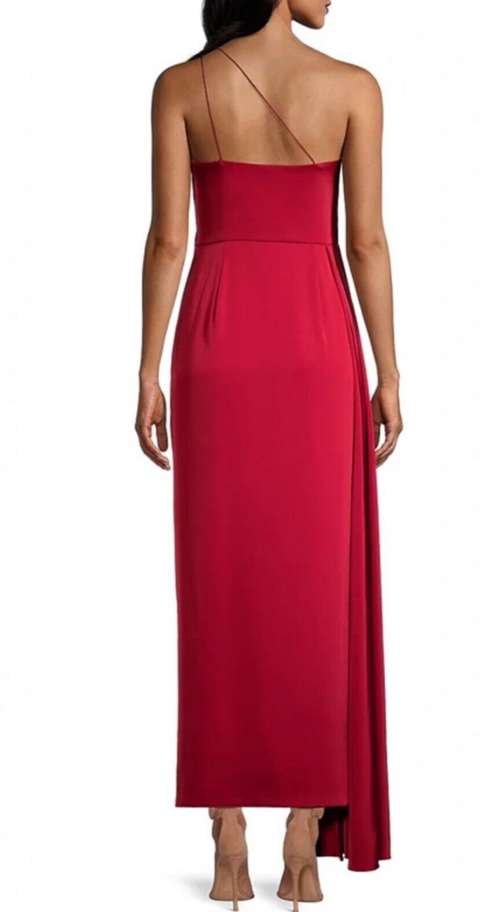 Aidan by Aidan Mattox Draped Satin One-Shoulder Gown