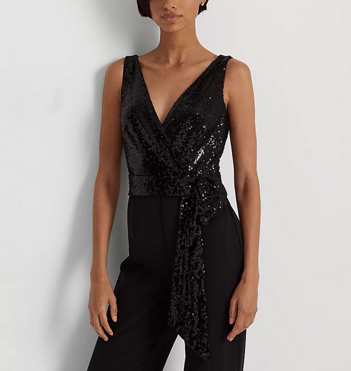 Lauren Ralph Lauren Sequined Crepe Sleeveless Jumpsuit