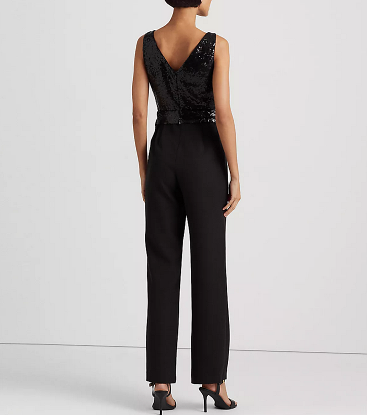 Lauren Ralph Lauren Sequined Crepe Sleeveless Jumpsuit