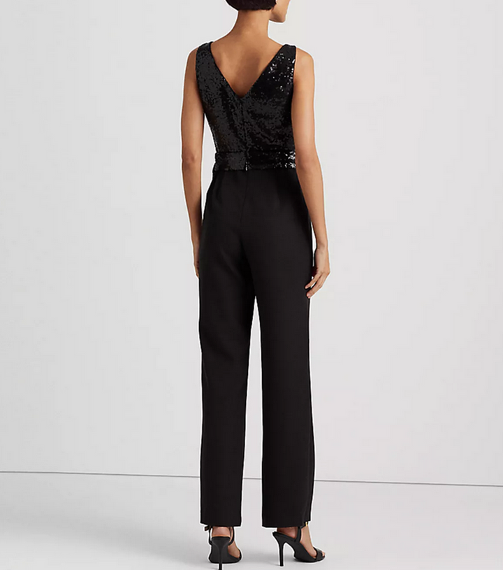 Lauren Ralph Lauren Sequined Crepe Sleeveless Jumpsuit