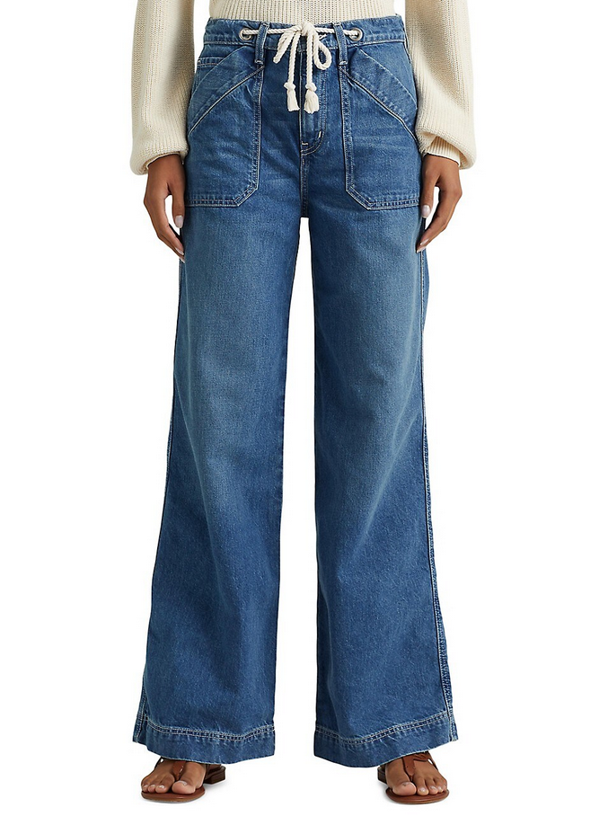 LAUREN RALPH LAUREN High-Rise Drawcord Wide-Leg Jeans