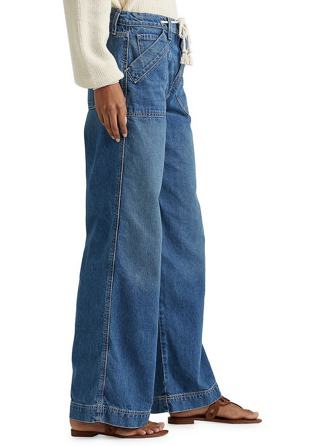 LAUREN RALPH LAUREN High-Rise Drawcord Wide-Leg Jeans