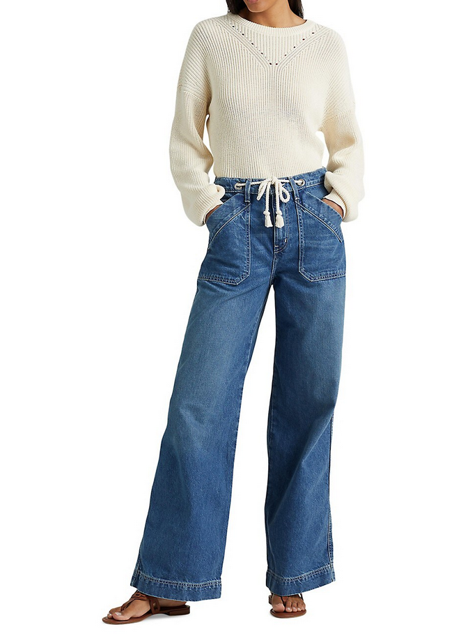 LAUREN RALPH LAUREN High-Rise Drawcord Wide-Leg Jeans