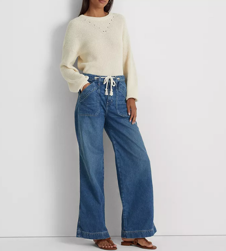 LAUREN RALPH LAUREN High-Rise Drawcord Wide-Leg Jeans