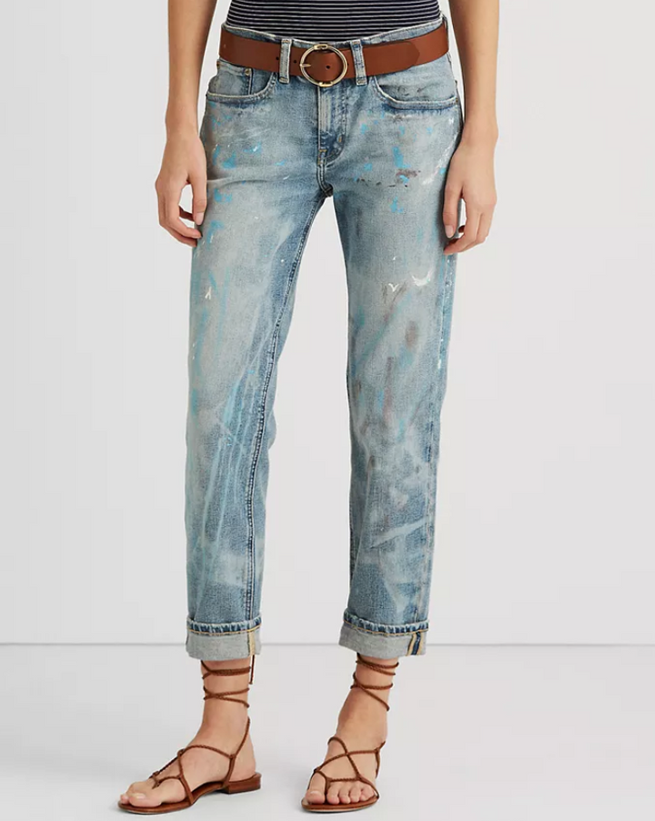 LAUREN RALPH LAUREN Splatter Relaxed Tapered Jeans