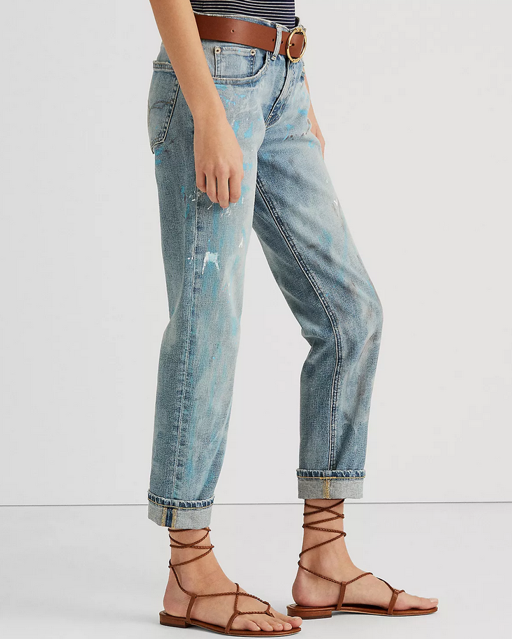 LAUREN RALPH LAUREN Splatter Relaxed Tapered Jeans