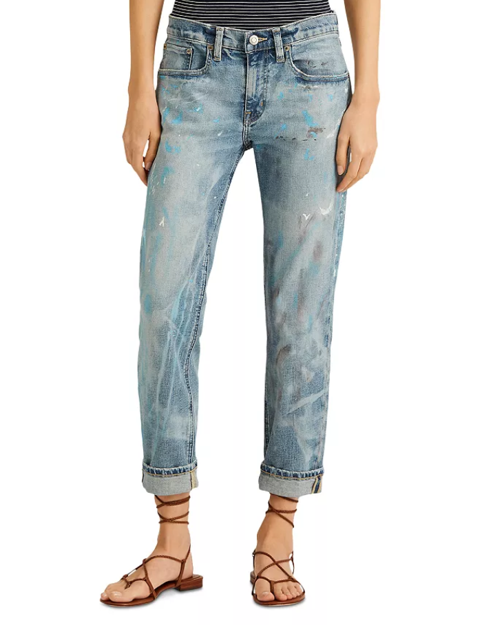 LAUREN RALPH LAUREN Splatter Relaxed Tapered Jeans