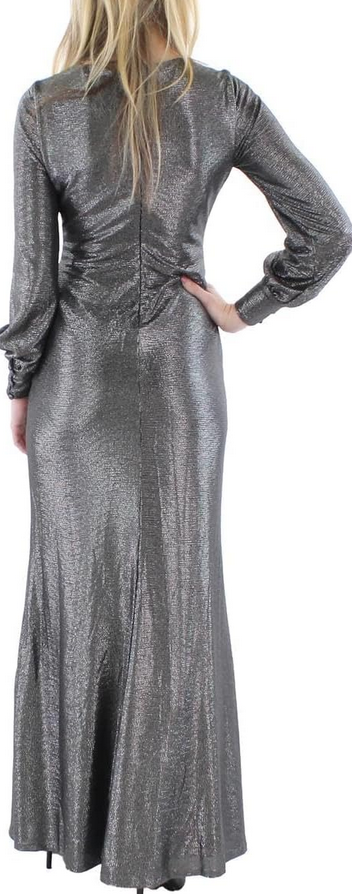RALPH LAUREN Metallic Surplice Evening Dress