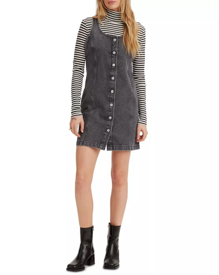 LEVI'S Tuli Denim Front Button Fitted Mini Dress
