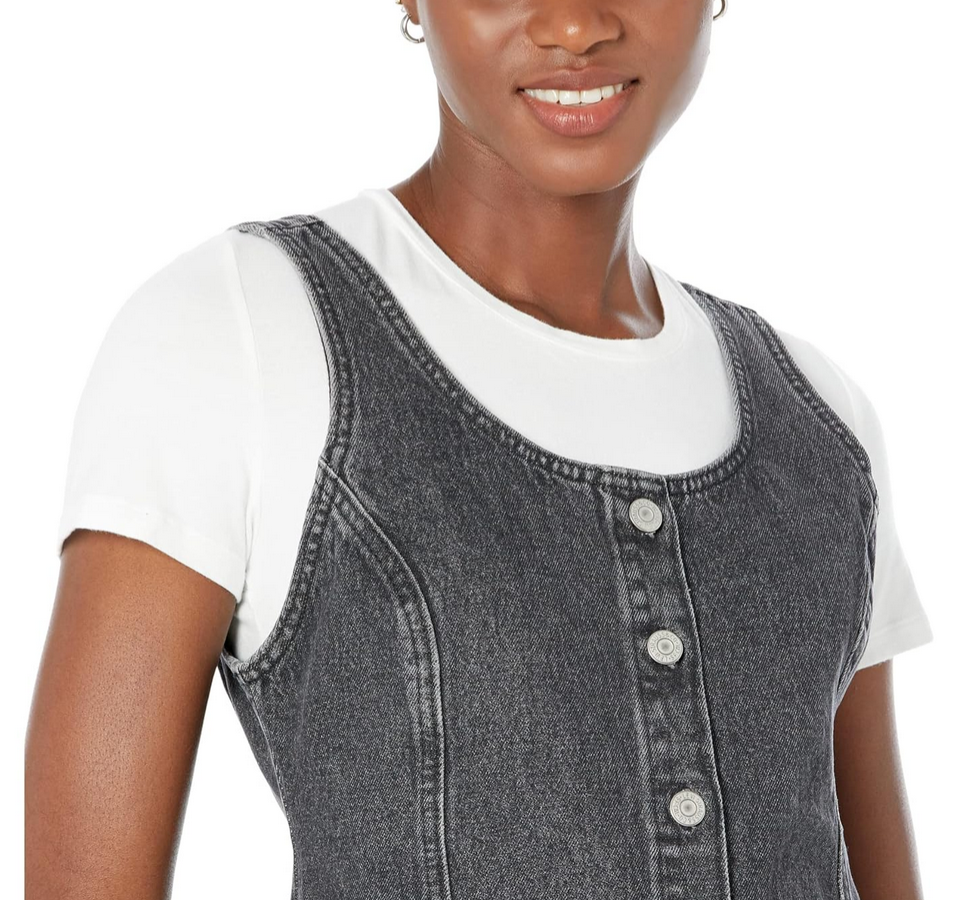 LEVI'S Tuli Denim Front Button Fitted Mini Dress
