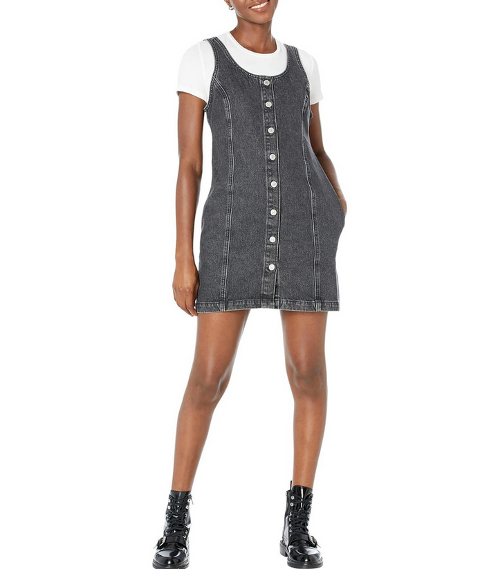 LEVI'S Tuli Denim Front Button Fitted Mini Dress