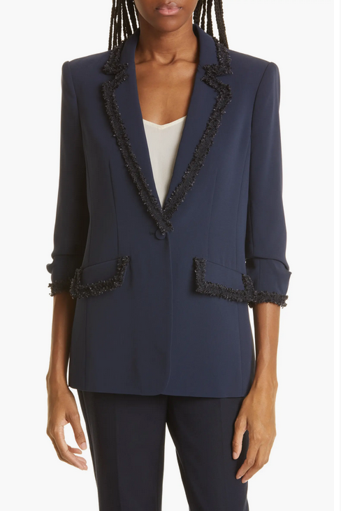 Cinq à Sept Trimmed Crepe Khloe Blazer