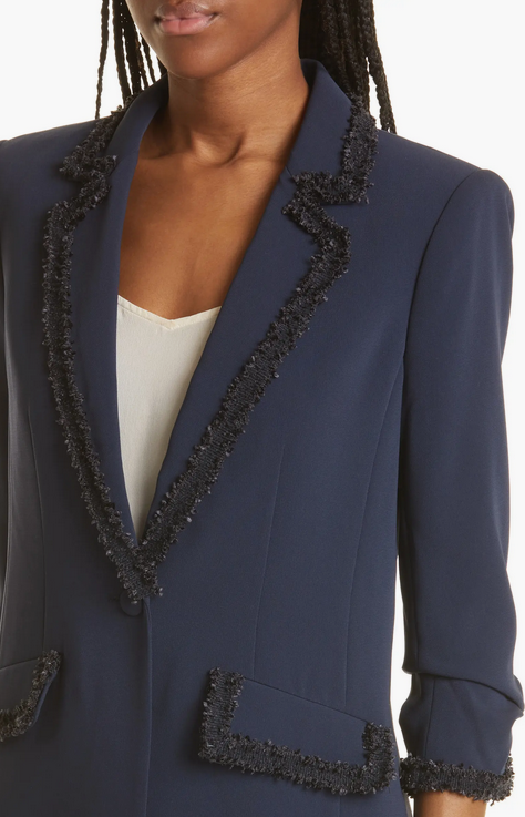 Cinq à Sept Trimmed Crepe Khloe Blazer