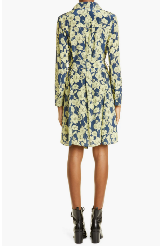 Jason Wu Collection Floral Long Sleeve Silk Shirtdress