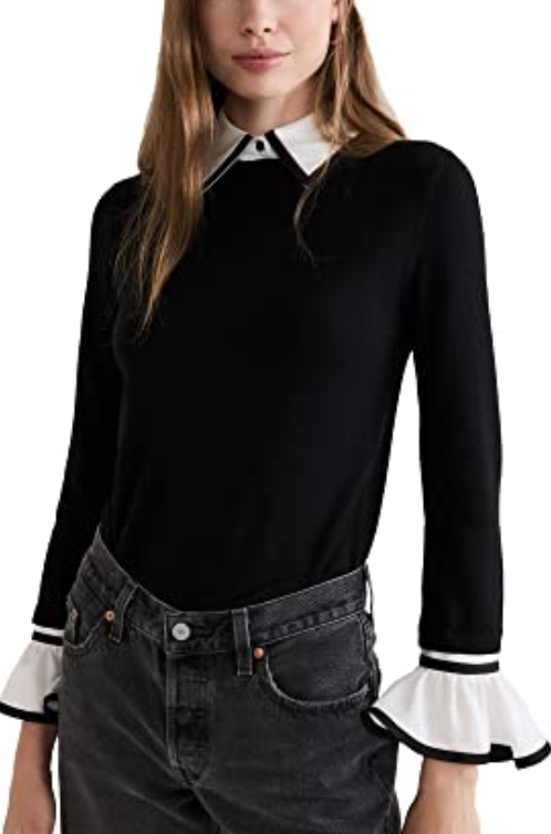 Alice and Olivia Justina Woven Combo Top