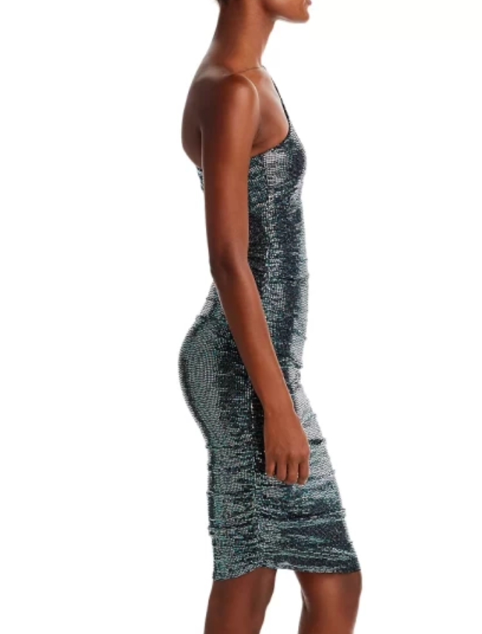 AQUA Sparkle One Shoulder Sheath Dress