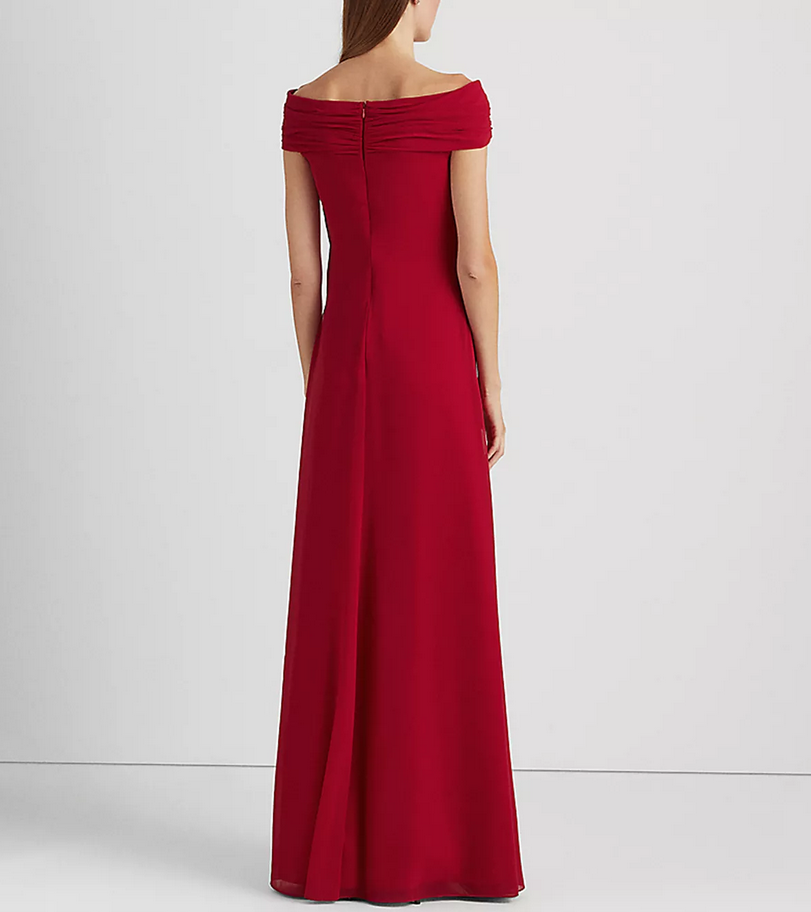 LAUREN RALPH LAUREN Off-the-Shoulder Chiffon Gown