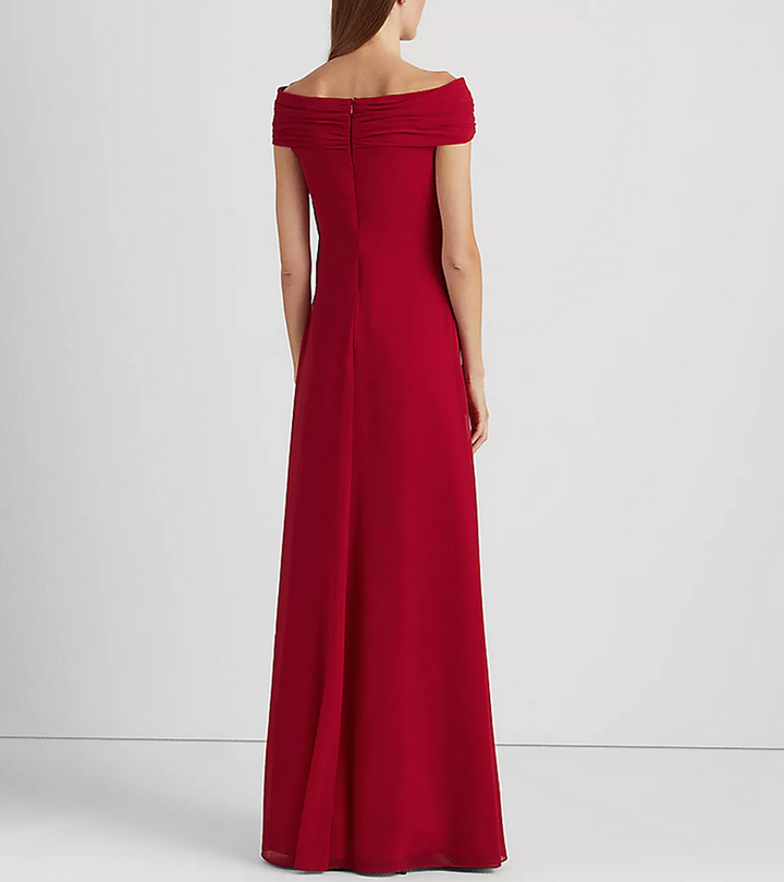 LAUREN RALPH LAUREN Off-the-Shoulder Chiffon Gown