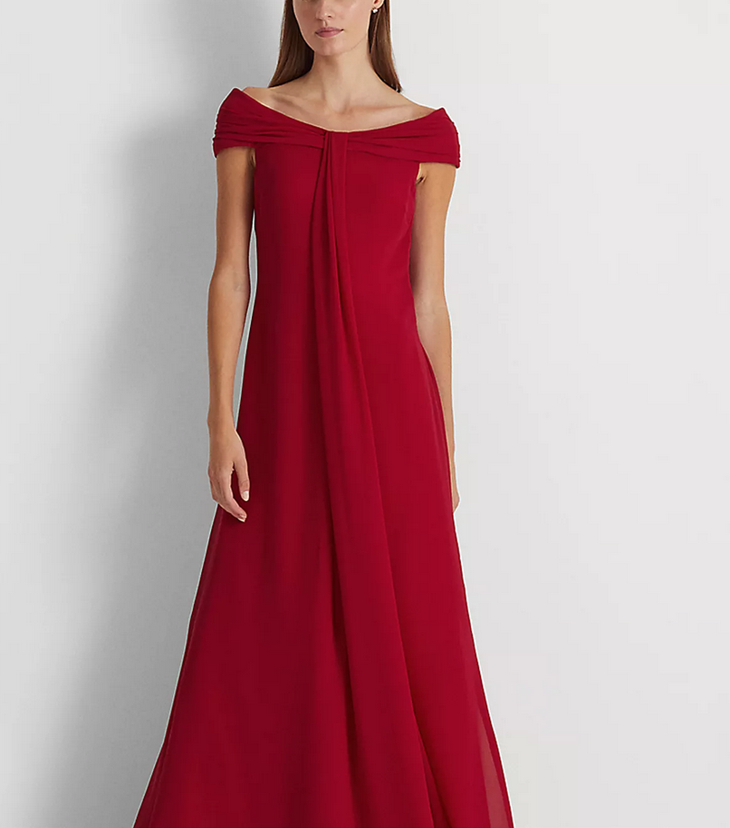 LAUREN RALPH LAUREN Off-the-Shoulder Chiffon Gown
