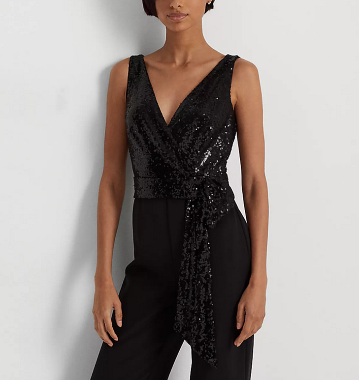 Lauren Ralph Lauren Sequined Crepe Sleeveless Jumpsuit