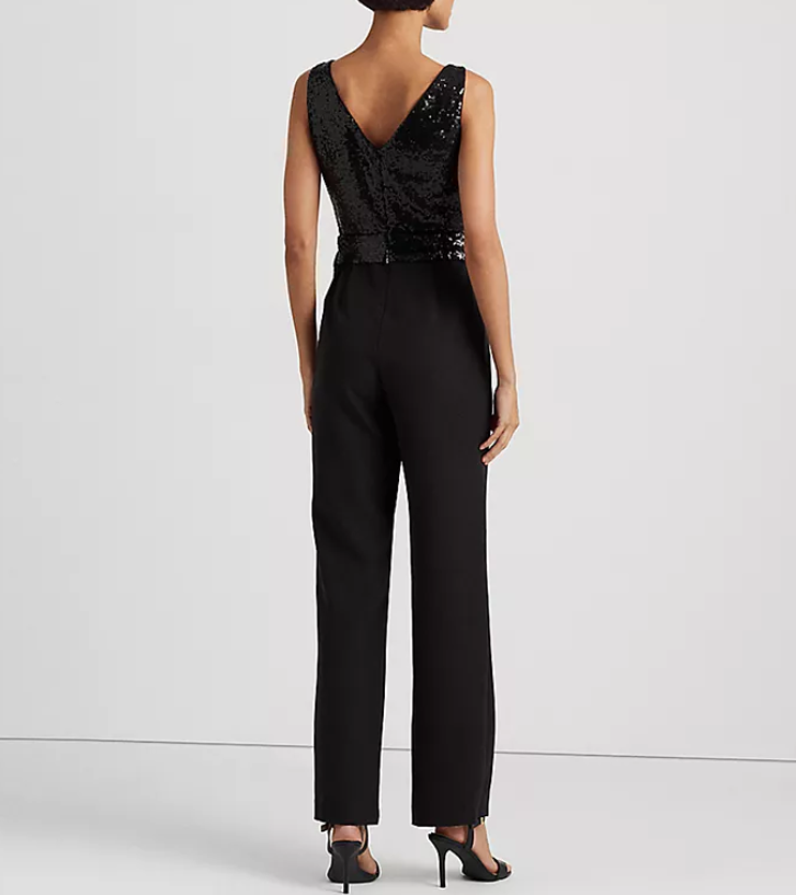 Lauren Ralph Lauren Sequined Crepe Sleeveless Jumpsuit