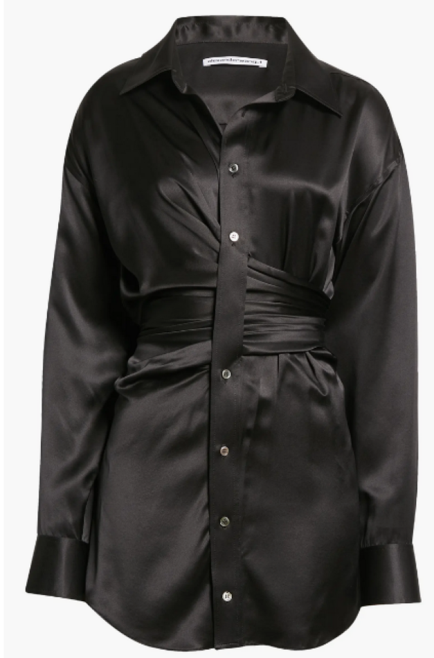 alexanderwang.t Silk Long Sleeve Shirtdress