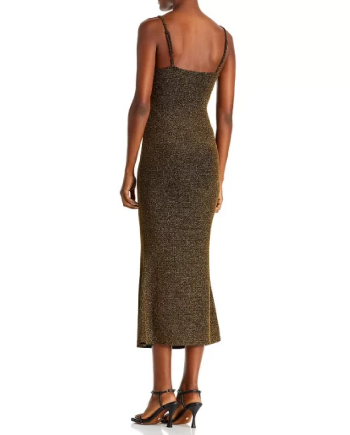 AQUA Jas Metallic Midi Dress