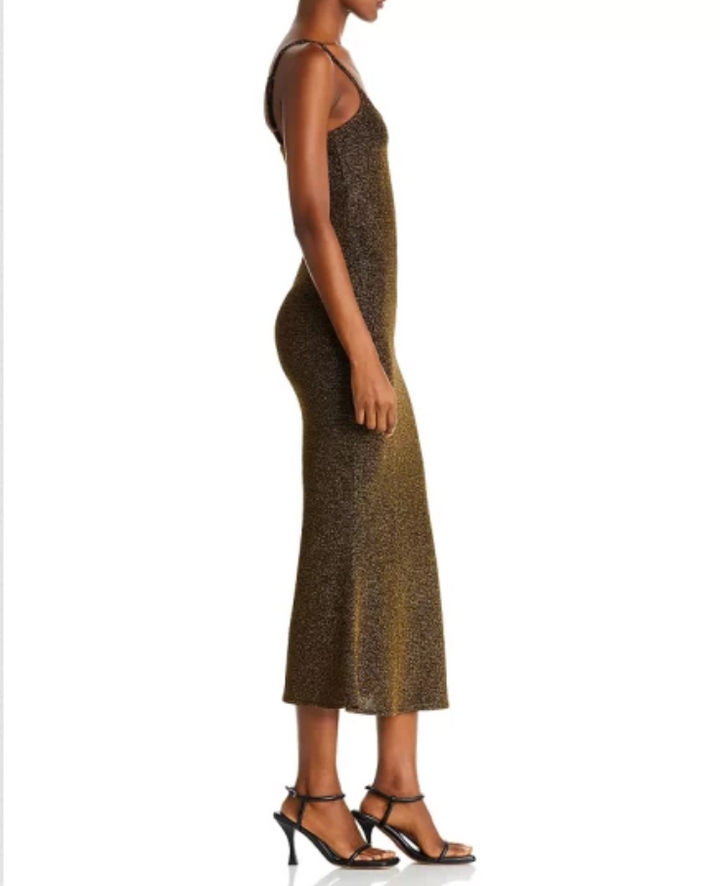 AQUA Jas Metallic Midi Dress