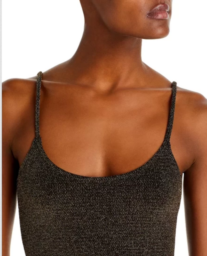 AQUA Jas Metallic Midi Dress