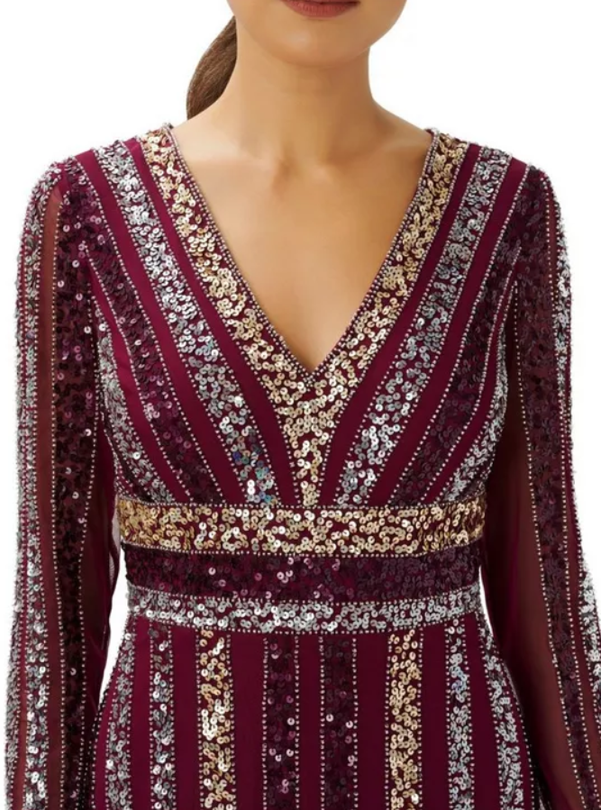 Adrianna Papell Beaded Column Gown