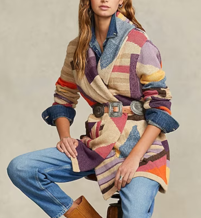 Ralph Lauren Linen Blend Open Front Cardigan