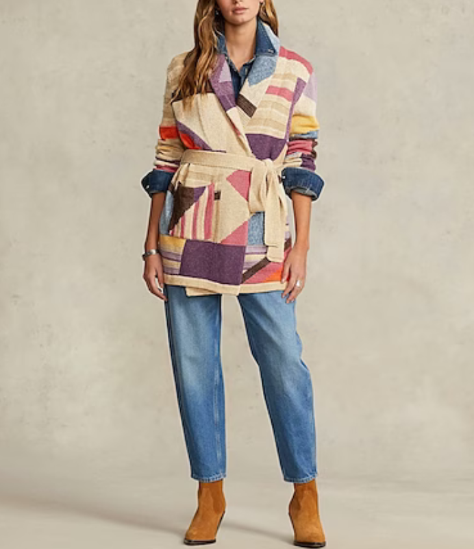 Ralph Lauren Linen Blend Open Front Cardigan