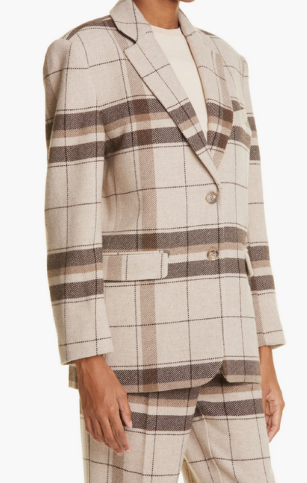 Anine Bing Quinn Plaid Blazer